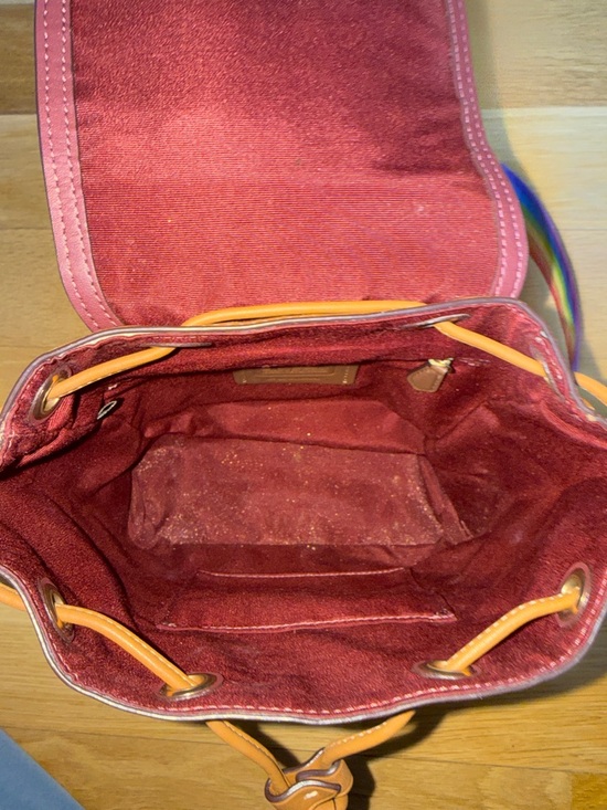 Coach Rainbow Signature Pennie Mini Backpack with Brown Leather Trim - Picture 4 of 5